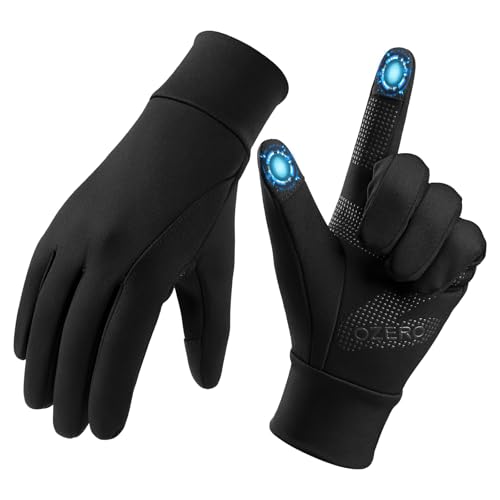 OZERO Thin Winter Gloves MenLightweight Running Gloves Touch Screen Warm Gloves Liners Anti-Slip for Cycling Biking Sporting Driving (Medium)