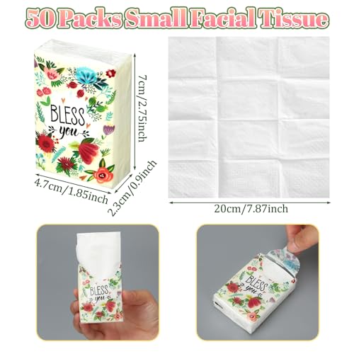 Image of 50 Pack Christian Pocket Tissues Gifts Bulk Bible Verse Travel Packs Bulk 500 Sheet Small Tissues Pocket Packs 3 Ply Mini Travel Size Individual Religious Party Favor