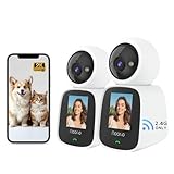Noorio Two Way Video Calling Camera, 2K One Click Call Pet Camera Indoor with Phone App, 360° PTZ Dog Cam with Speaker, Color Night Vision Security Indoor Cameras, CL200 2Pcs