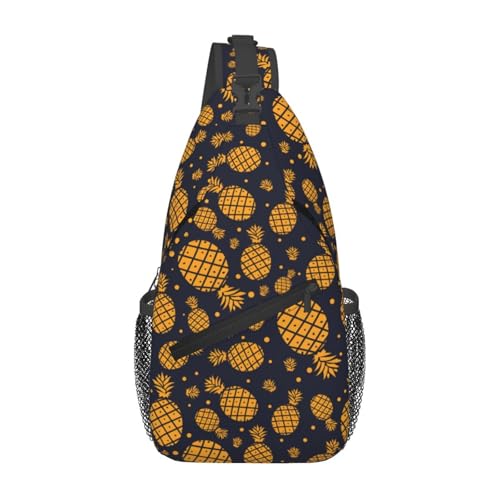 Golden Pineapple Stylish Men'S Messenger Bag - Durable Polyester, Huge Capacity & Adjustable Strap