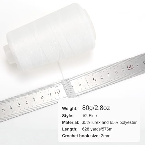 Image of Metallic Crochet Thread, 80g Lurex Yarn for Charms(White)