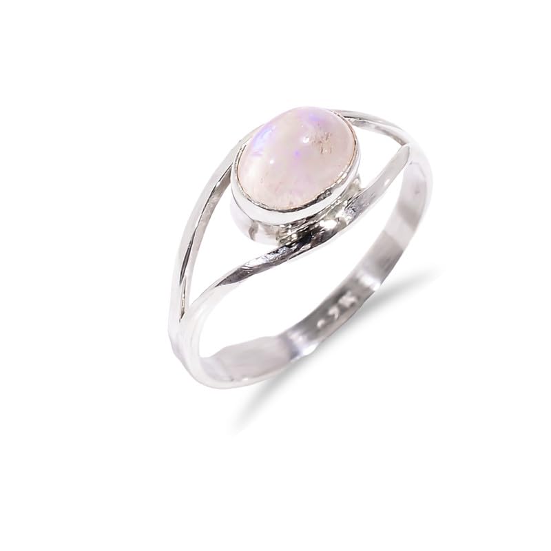 Bague de fiançailles pierre de lune naturelle argent 925 | Anneau délicat