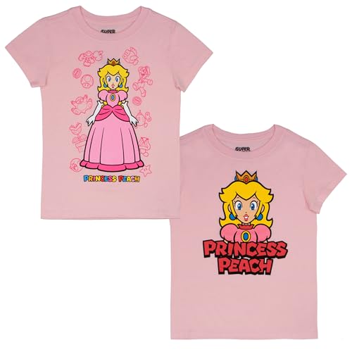 Image of Nintendo Super Mario Princess Peach Girls Graphic Print Short Sleeve T-Shirt 2-Pack