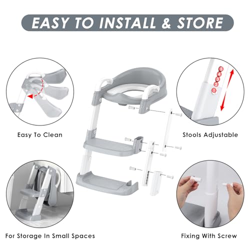 Zieyeen YT-808 Potty Training Seat With Step Stool Ladder, Toddler Potty Training Toilet thumb #3