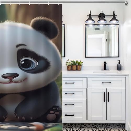Rideau de douche panda impermeable anti eclaboussures pour baignoire propre - 5