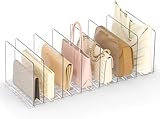 Neuytiky Set 10 Divisori per Borse, Divisori per Borse per Armadio in Plastica, Organizzatore Armadio Regolabile con Base a Fessure e Divisori per Armadio Interno per Borse,Vestiti,Scarpe,Con Base