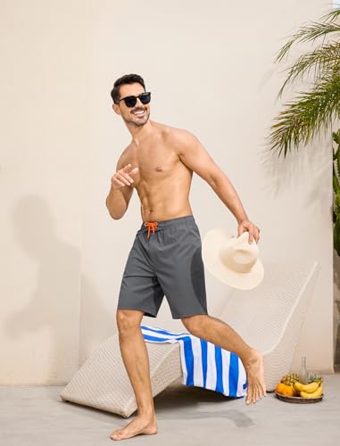 SILKWORLD Men's Swim Trunks with Compression Liner 9" Swimming Trunk 2 in 1 Beach Quick Dry Shorts with Zipper Pocket3