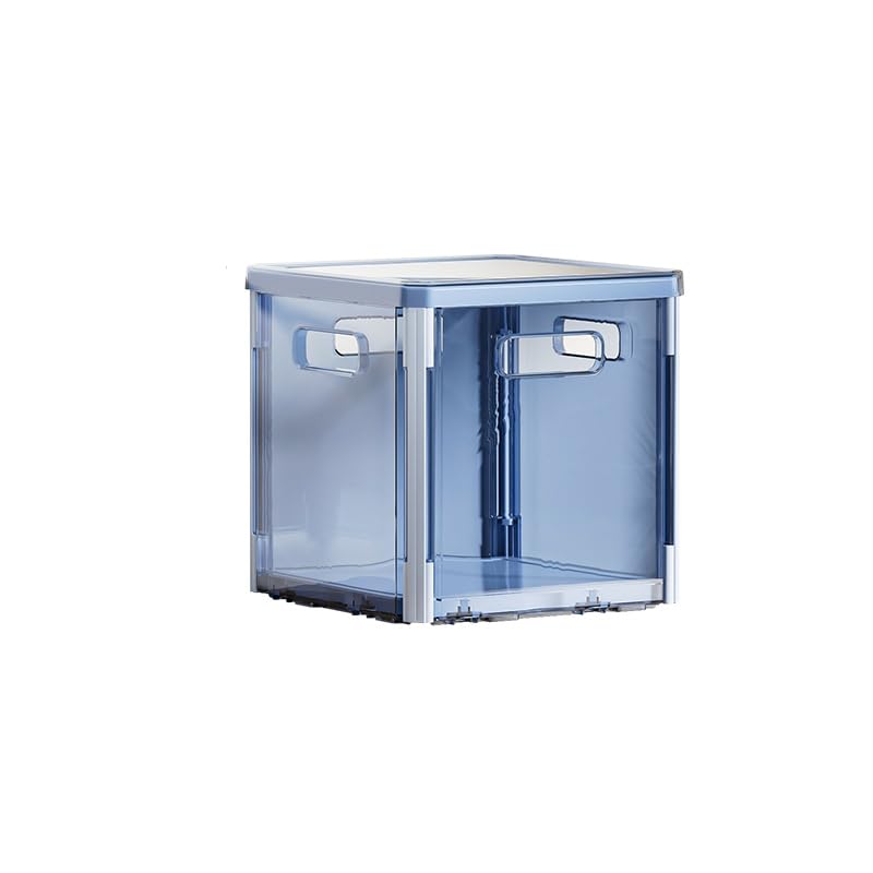 Gorocking 折りたたみ収納ボックス 収納ケース 透明 おしゃれ 16L (透明青, 1個)