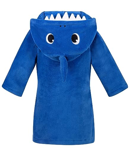 Kids Boys Girls Shark Soft Hooded Bathrobe Toddler Robe with Animal Hood2
