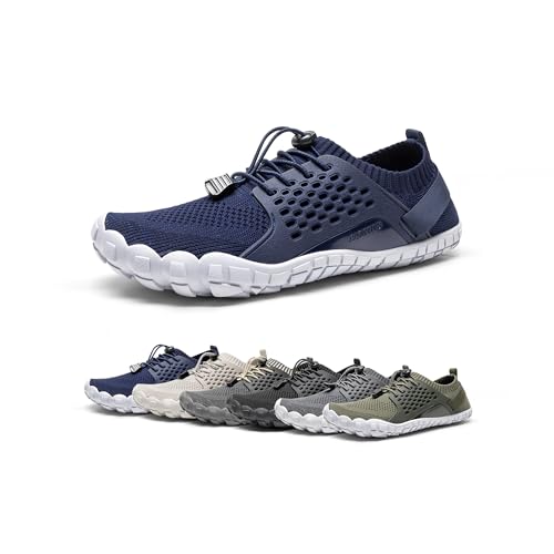 Image of NORTIV 8 Mens Lightweight Barefoot Aqua Water Shoes for Outdoor Sports, Swim, Fishing, Hiking, Diving, Surf Walking, Dark/Blue - 7 (TREKMAN-2)