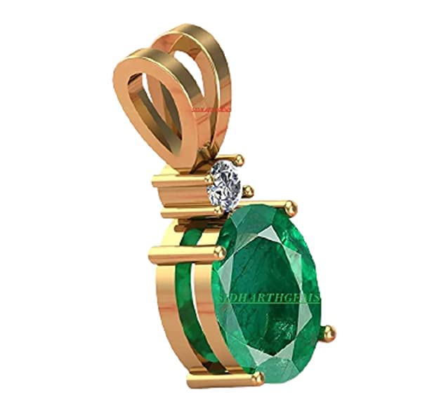13.00 Carat Lab Certified Natural Emerald Loose Gemstone Panna Gold Plated Pendant Locket for Men and Women (Astrological Purpose)-image-22