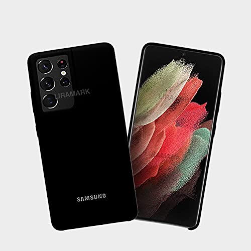 Image of LIRAMARK Liquid Silicone Soft Back Cover Case for Samsung Galaxy S21 Ultra (Black)