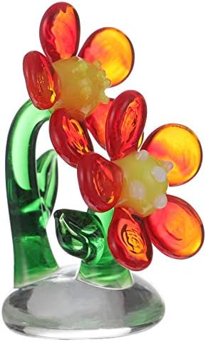 VOSAREA Crystal Sunflower Figurine Japanese Style Collectibles Crystal Glass Flower Statue Paperweight Table Decor for Crafts Home Office Ornament Assorted Color