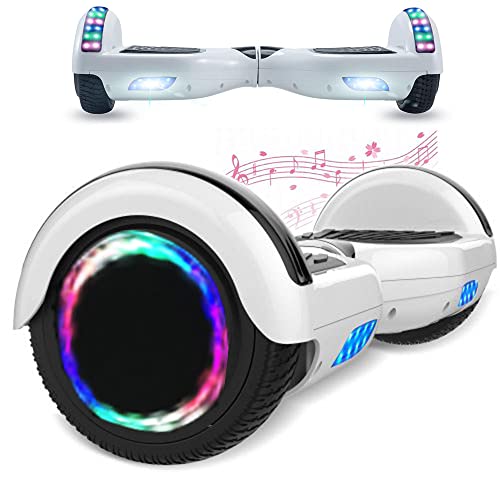 Wind Way Hoverboard 6,5' - Moteur 700W - Bluetooth - Batterie 2,2AH - Skateboard Auto Equilibrage Tout Terrain Adulte - LED - Gyropode Meilleur Qualité - Enfant SmartBoard Pas Cher - Blanc