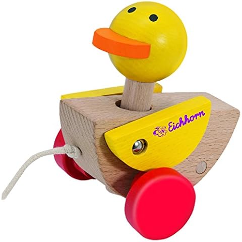Eichhorn Red and Yellow Duck Pull-Along Toy Cover