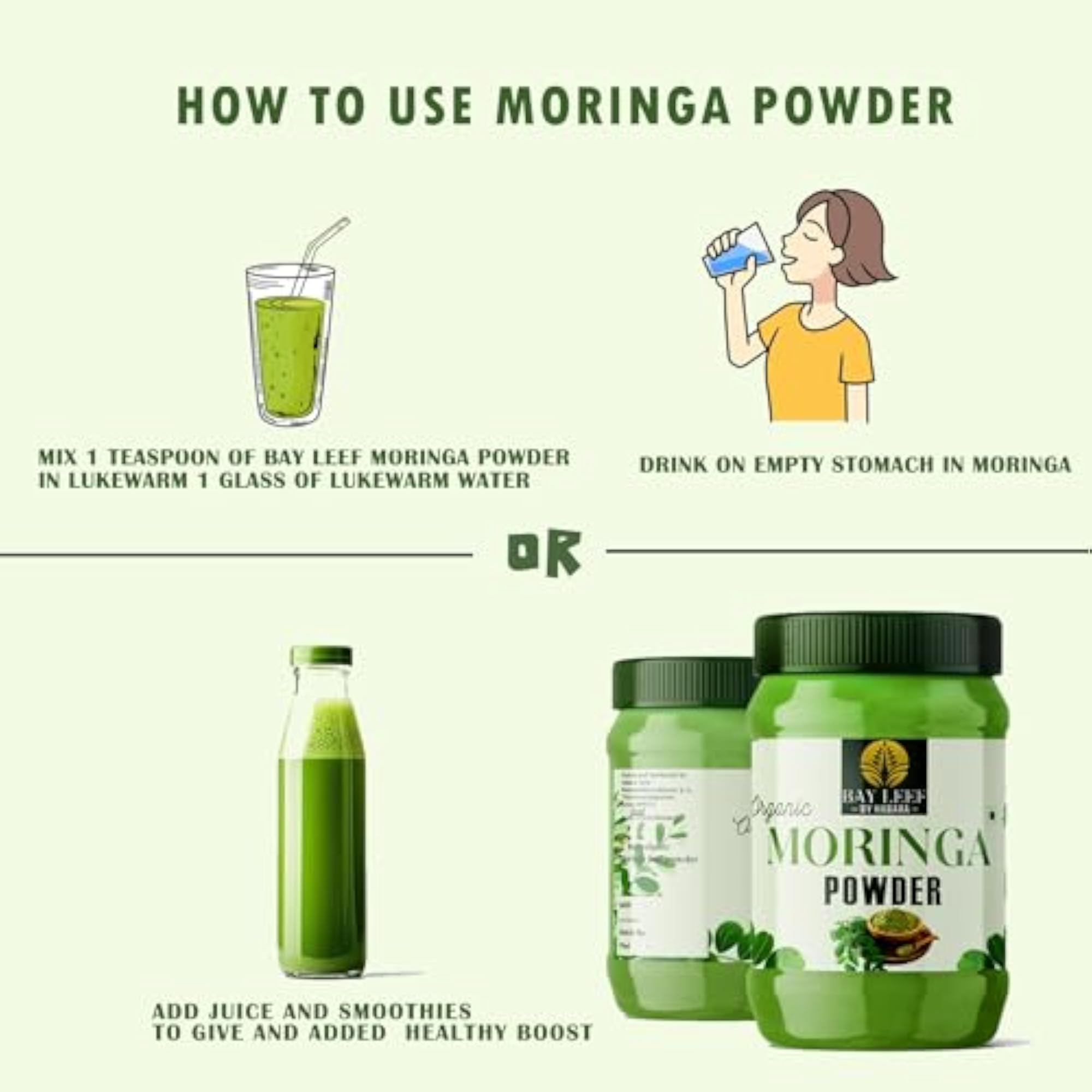 Organic Moringa Powder, 200g, Nutrient-Rich