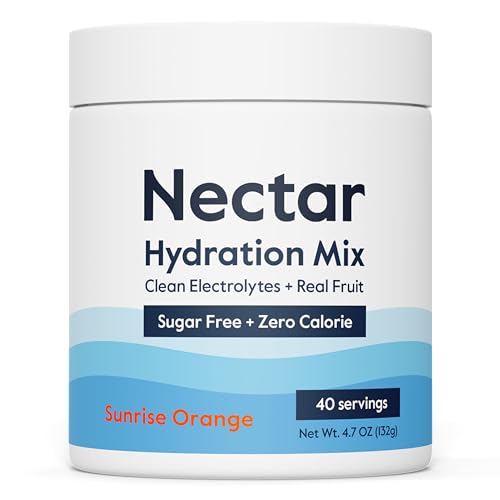 Image of Nectar Sugar Free Electrolytes Powder - Organic Fruit No Sugar or Calories - Hydration Powder for Dehydration Relief and Rapid Rehydration - Keto and Paleo (Orange 40 Serving Tub)