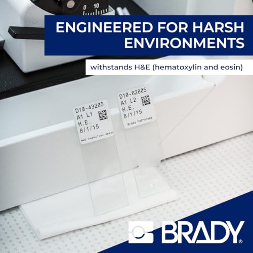 Image of Brady StainerBondz Polyester Pre-Sized Labels for Label Printer BMP51 /BMP53 /M511-320 Self Adhesive Printer Labels - Black on White (25,40 mm (W) x 9,53 mm (H)) - M5-195-481