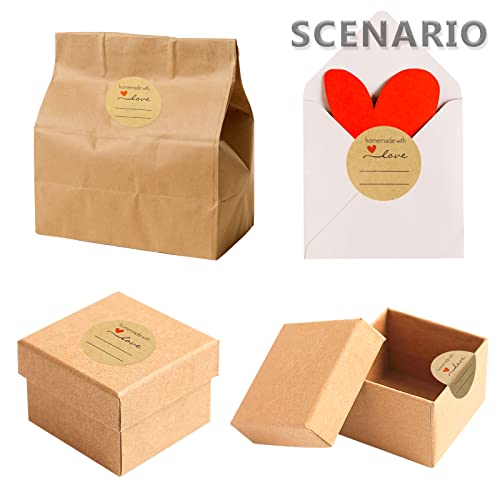 Bercoor 1.5'' Homemade With Love Stickers (500 Labels Per Roll), Kraft Paper Jar Canning Labels With Lines For Writing, Mason Jar Labels For Bakery Packaging, Cookie Bags, Crafts, Food #TOP2