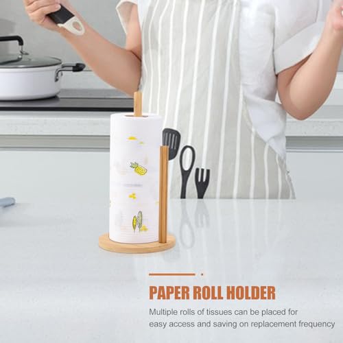 Portarrollos de cocina vertical en madera con base estable antideslizante SOLUSTRE 7
