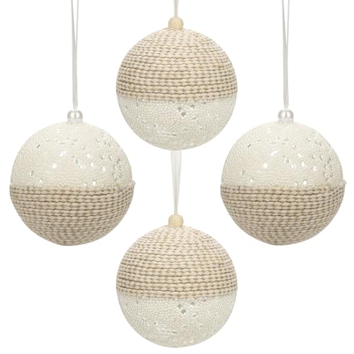 Arborus Boho Christbaumkugeln 12 cm Strick Weihnachtsbaumkugeln 4pcs...
