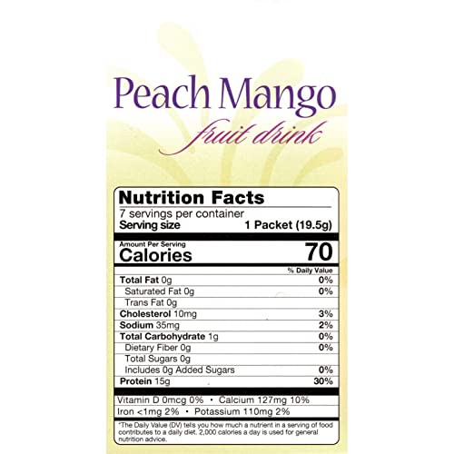 Healthsmart High Protein Peach Mango Instant Drink Mix, 15G Protein, Low Calorie, Low Carb, Fat Free, Sugar Free, No Gluten Ingredients, Keto Diet Friendly, Ideal Protein Compatible, 7 Servings/Box #TOP2