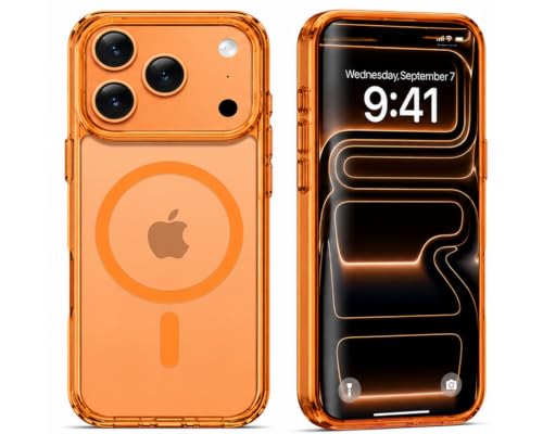 Image of Elzzi Translucent Clear Back Cover Compatible with iPhone 17 Pro, PC Shockproof Scratch Resistant, Non-Yellowing, Support Mag-Safe Wireless Magnetic Charging Case - Cosmic