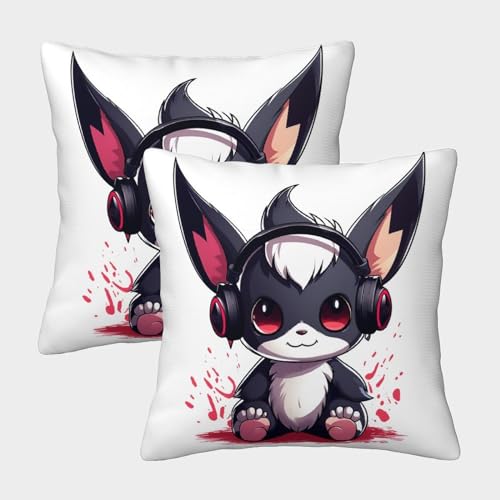 LYJSMDAAA Set Di 2 Carino DJ gatto Federe Cuscini Divano Moderni Fodere Cuscino Per Cuscino Auto Per Divano Letto Decorazioni Per La Casa Divano Federa Cuscino 40x40cm