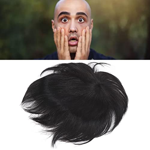 Peruca Masculina Preta Curta, Peças de Cabelo Em Rede Respiráveis ​​da Moda para Cobrir Cabelos Bran