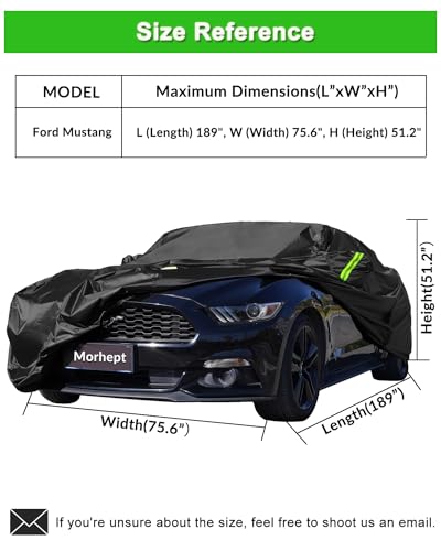 Image of Car Cover Custom Fit for Ford Mustang 2005-2026, Waterproof All Weather GT Cover Outdoor Dustproof Shelby Coupe Cover with Door Zipper Black