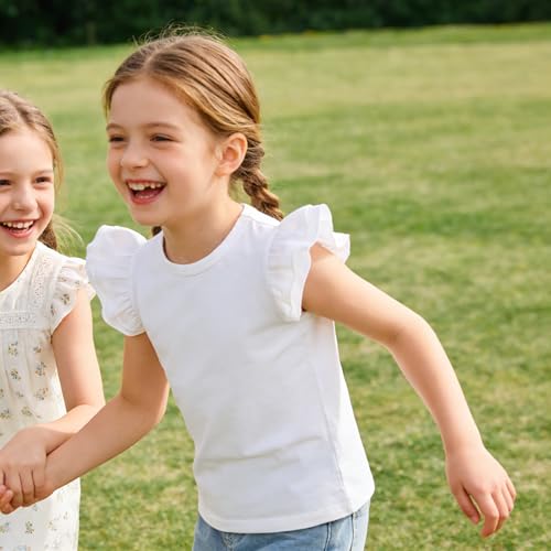 Image of LYSMuch Toddler Girls Short Sleeve Ruffle Basic Blouse