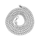 KOMBIUDA Collar de Acero Inoxidable Plateado con Eslabones Finos Estilo Hip Hop Joyería de Moda para Hombre Cadena Elegante y Duradera