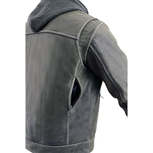 Image of Milwaukee Leather Men's Premium Leather Motorcycle Riders Vented Jacket with Removable Hoody Liner