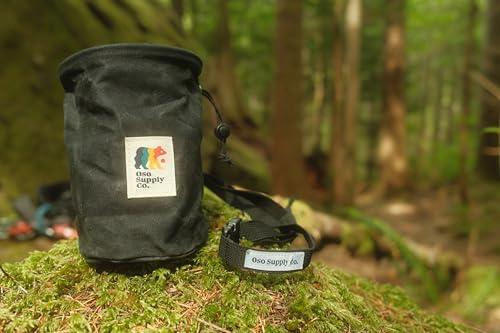 Oso Supply Co - Waxed Canvas Chalk Bag for Rock Climbing, Bouldering Chalk Bucket with Belt, Waterproof, Zippered Pocket - Perfect Rock Climbing Gear, Equipment for Indoor/Outdoors (Charcoal Black) - Thumbnail 3