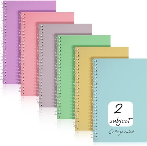 Amazon.com: Teling 6 Pcs 2 Subject Small Spiral Notebook College Ruled ...