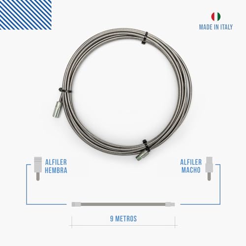 BARETTO Alargador flexible de acero inoxidable para kit de limpieza de estufa de pellets, extensión inoxidable de 9 metros para la limpieza de estufas de pellets con curva de 90°, apta para estufas de - imagen 2