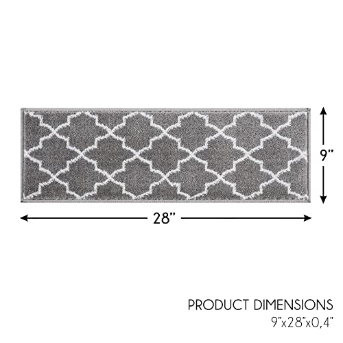 Sussexhome Stair Treads - 100% Polypropylene Carpet Strips For Indoor Stairs - Easy To Install Runner Rugs W/ Double Adhesive Tape - Safe, Extra-Grip, Decorative Mats - 4-Pack - Gray #TOP2