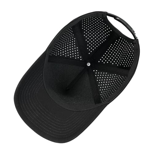 BOTVELA Men Adjustable Snapback Baseball Cap Vented Performance Laser Cut Mesh Hat (Black) - Image 4