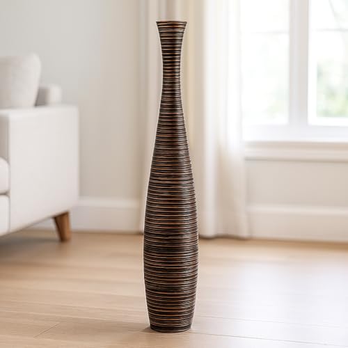Image of Leewadee Large Floor Vase 41 inches Mango Wood for Pampas Grass, Dried Flowers