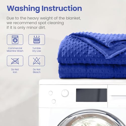 Image of Wemore Minky Dot Weighted Blanket for Adults King Size 25 lbs, Soft Cozy Heavy Blanket for Bed and Couch, Breathable Blanket for All-Season with Glass Beads, Blue 80 x 87 inches