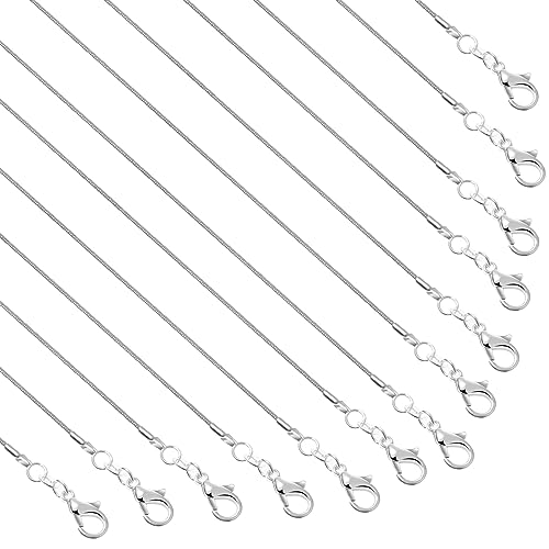 PAXCOO 25 Pack Silver Chains for Jewelry Making Metal Necklace Chains Bulk Silver Plated Snake Chains for Necklace Jewelry Making 1.2 mm (18 Inches)