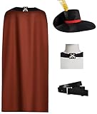 Generic Adult Puss Cat in Boots Costume Cloak Cape Tricorn Hat Belt Set Halloween Outfits (Cloak+Hat+Belt, Medium)