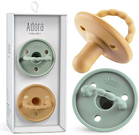 Baby Soother Pacifiers - Silicone Pacifier for Boys/Girls - Newborn Pacifiers Set of 2 - Newborn Baby Essentials, BPA Free