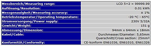 Compteur de courant electrique LCD digital wattmetre 230V ZW3 - 6