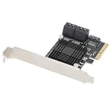 Vvikizy Carte D'extension PCI E Haute Vitesse avec Puce JMB585, 5 Ports et Surveillance par Indicateur LED pour Les Passionnés de Technologie, Conception Plaquée Or pour OS X/Windows7/8/10