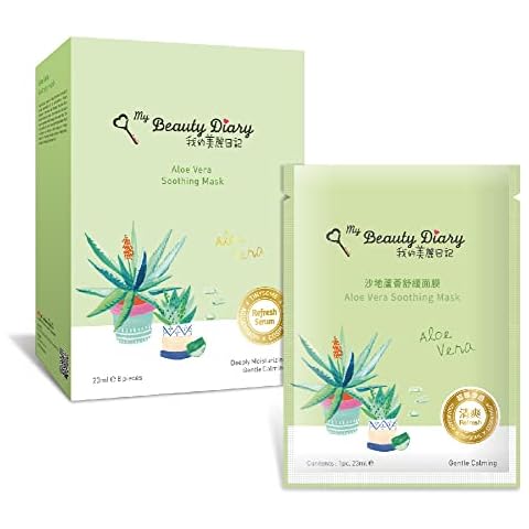 My Beauty Diary-Aloe Vera Soothing Facial Mask, Hydrating and Soothing, Refreshing Water Serum Face Sheet Mask for Quick Absorption and Natural Look (8 Combo Pack) Cover
