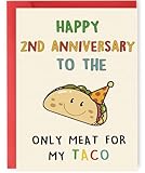 OJsensai Bonita tarjeta de 2º aniversario de taco para él, feliz aniversario de 2 años para marido y novio