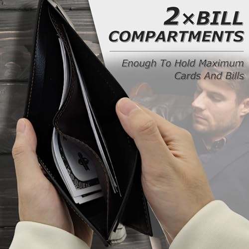 Slim Bifold Wallet, Soft Leather Multifunctional Men Wallet Fashion Foldable Bifold Wallet for Men with Flip ID Window Credit Card Holder (A, Brown)4