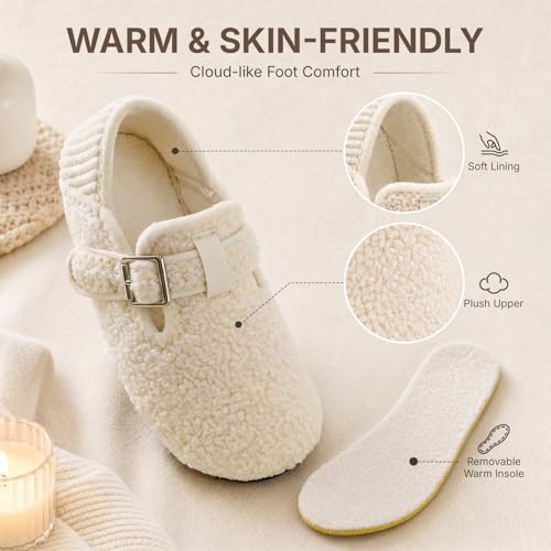 ATHMILE Slippers for Women Men – Adjustable Wide Diabetic House Slippers Comfy Fuzzy Teddy Fleece Slipper Socks Slip on House Shoes Non-Slip Indoor Outdoor for Home Travel Yoga Hospital — view 3