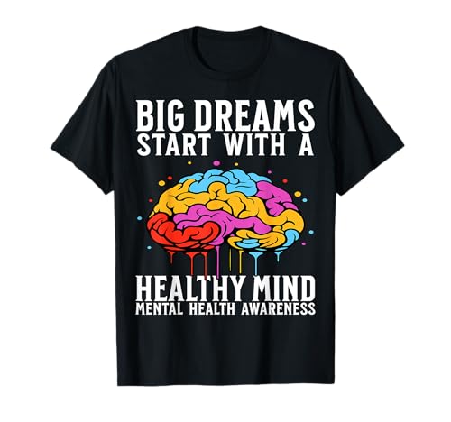 Mental Health Awareness Gifts Brain Mental Health Warrior T-Shirt